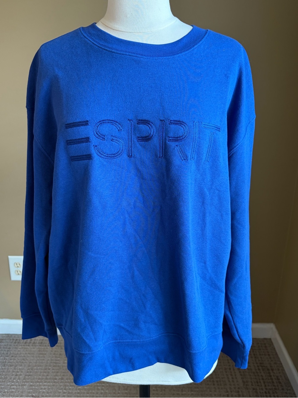 Esprit Women’s Blue Embroidered Logo Crewneck Sweatshirt Large GenX Nostalgia